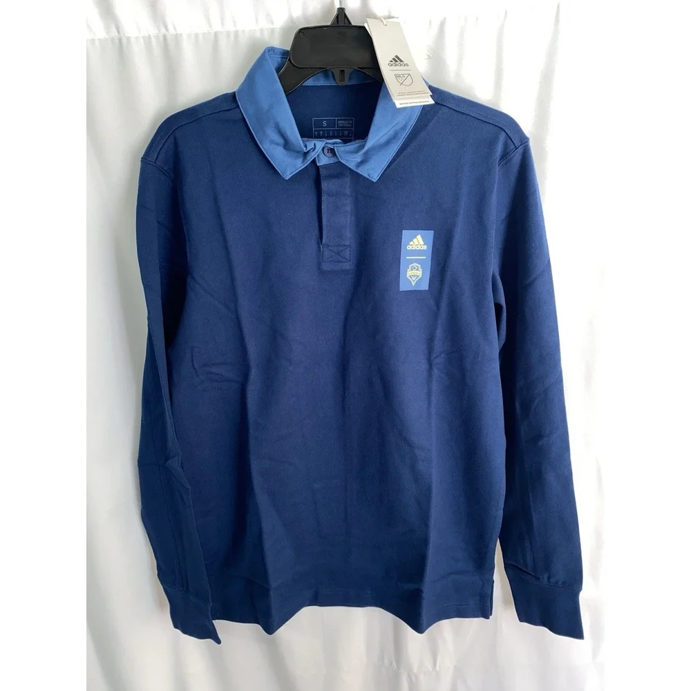 NWT Adidas Seattle Sounders FC Travel Long Sleeve Polo MLS Soccer Mens Small